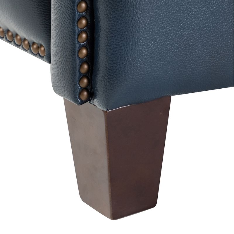 Gladis Genuine Leather Recliner with Nail Head Trim - BLACK