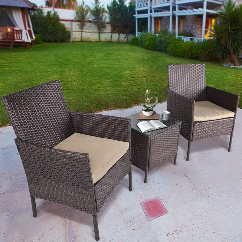 Pheap Outdoor 3-piece Cushioned Wicker Bistro Set by Havenside Home - Crimson