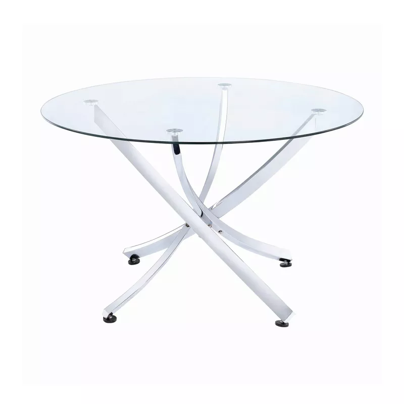 Beckham Round Dining Table Chrome and Clear