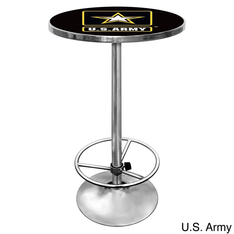 U.S Army Chrome Adjustable Height Pub Table - U.S. Army Symbol Chrome Pub Table