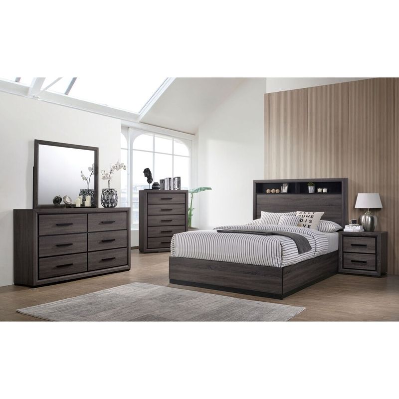 Furniture of America Rothwell Grey 5-drawer Chest with Black Trim - Grey