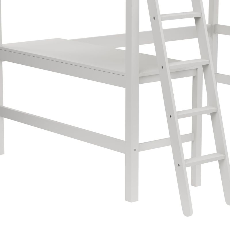 Caspian Full Loft Bed and Desk - White - Full