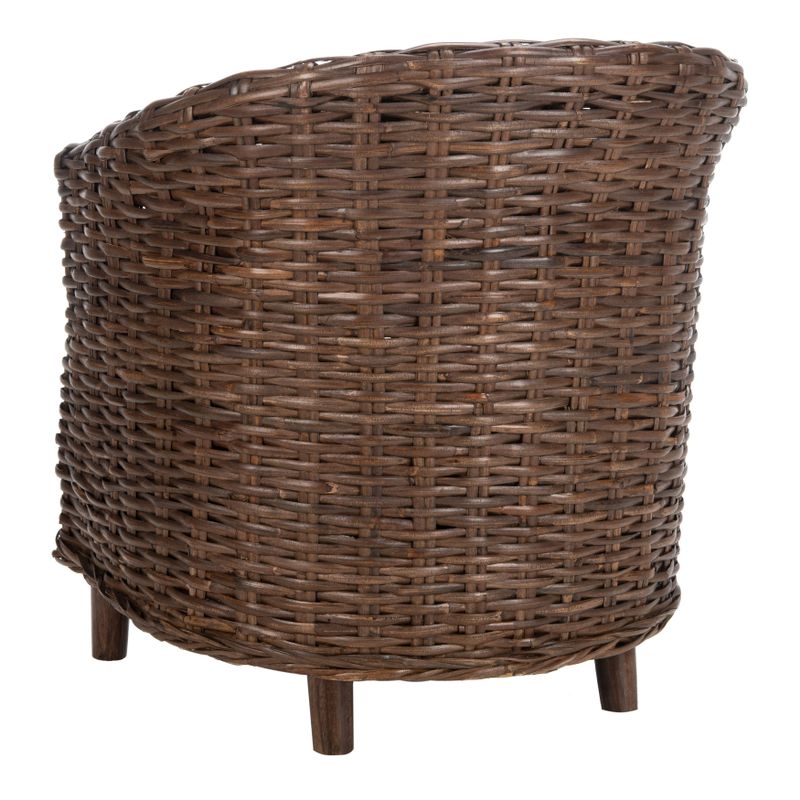 SAFAVIEH Omni Rattan Barrel Chair with Cushion - 29.1" x 27.2" x 32.7" - Brown