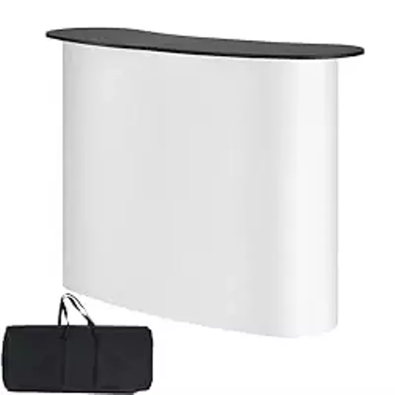 VEVOR Portable Tradeshow Podium Table, 51.18" x 18.31" x 37.4", Display Exhibition Counter Stand Booth Fair with Wall, Foldable Promotion Retail Bar Table Pop Up Podium with Storage Rack, Carrying Bag