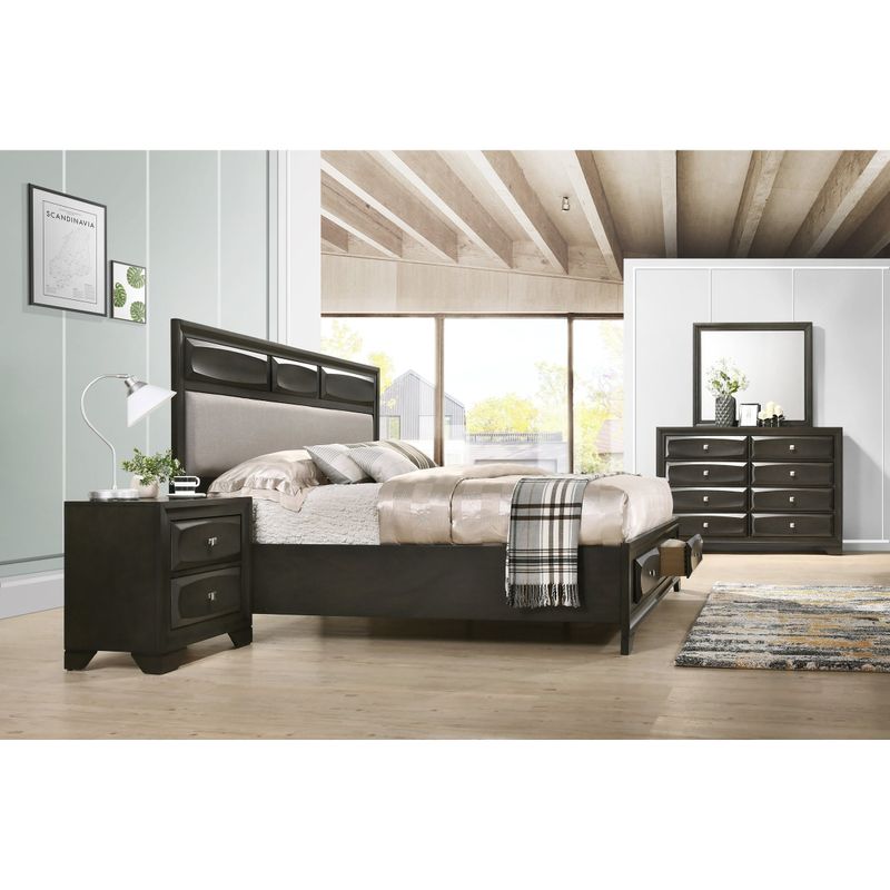 Roundhill Furniture Oakland Antique Gray Finish Wood 6-PC Queen Size Bedroom Set - Grey - Queen - 6 Piece