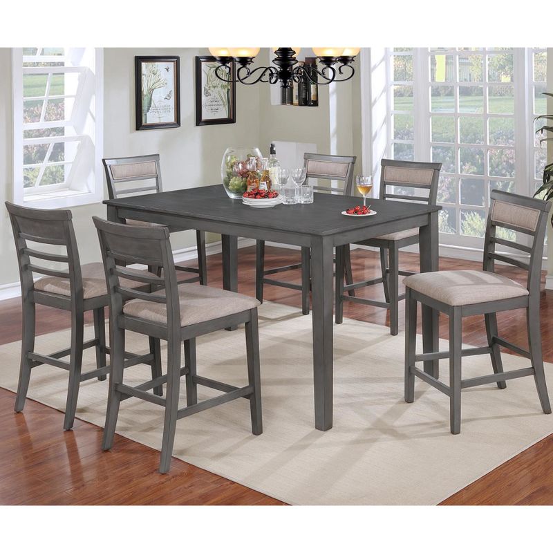 Oliver & James Miltos 7-piece Counter Height Upholstered Dining Set - Grey