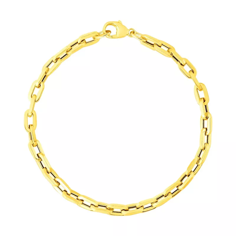 14k Yellow Gold 7 1/2 inch Paperclip Chain Bracelet with Three Diamond Links