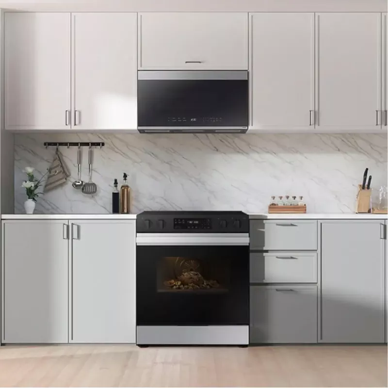 Samsung - Bespoke 6.3 Cu. Ft. Slide-In Electric Range with Precision Knobs - Stainless Steel