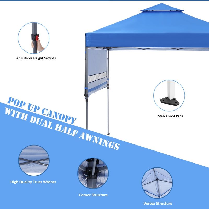 Ainfox 10 x 10FT 2-Tier Gazebo Canopy Tent  Pop-Up Canopy with Adjustable Dual Half Awnings - Red