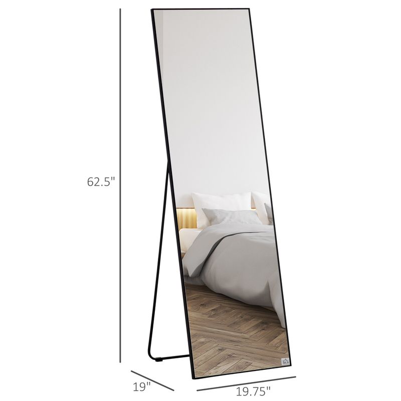 HOMCOM Full Length Dressing Mirror for Bedroom and Living Room, Black - 19.75"x19"x62.5" - Black