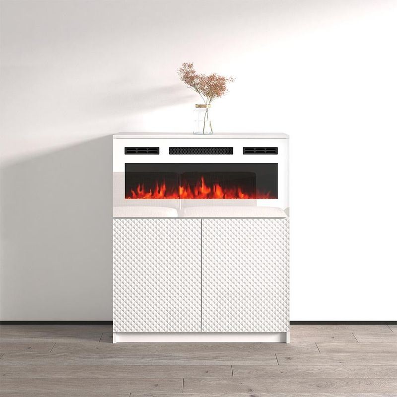 Carla 01 WH-EF Electric Fireplace Sideboard - White