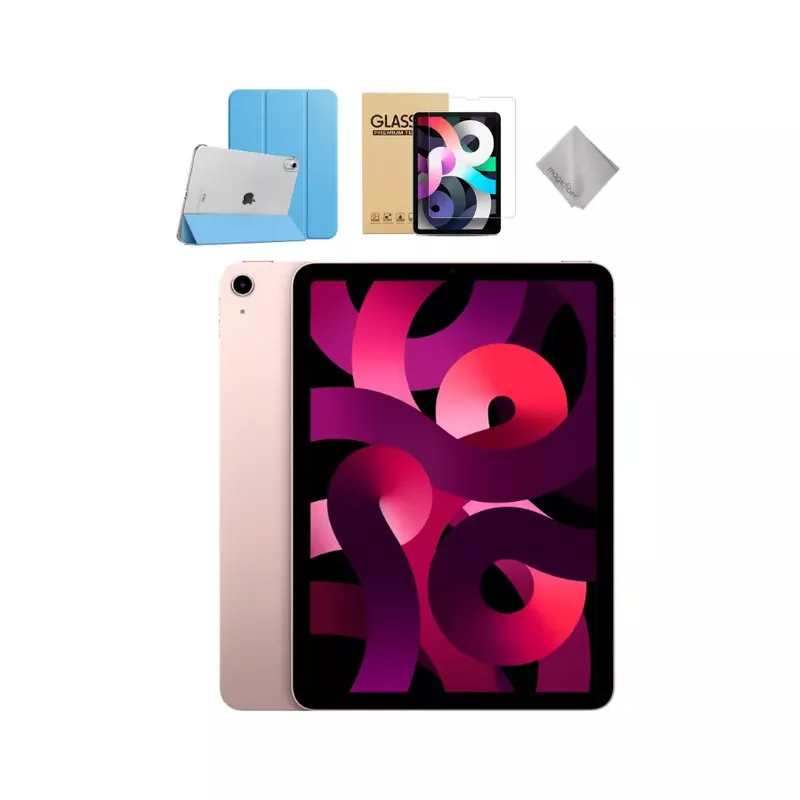 Apple - 10.9-Inch iPad Air - Latest Model - (5th Generation) with Wi-Fi - 256GB - Pink With Blue Case Bundle