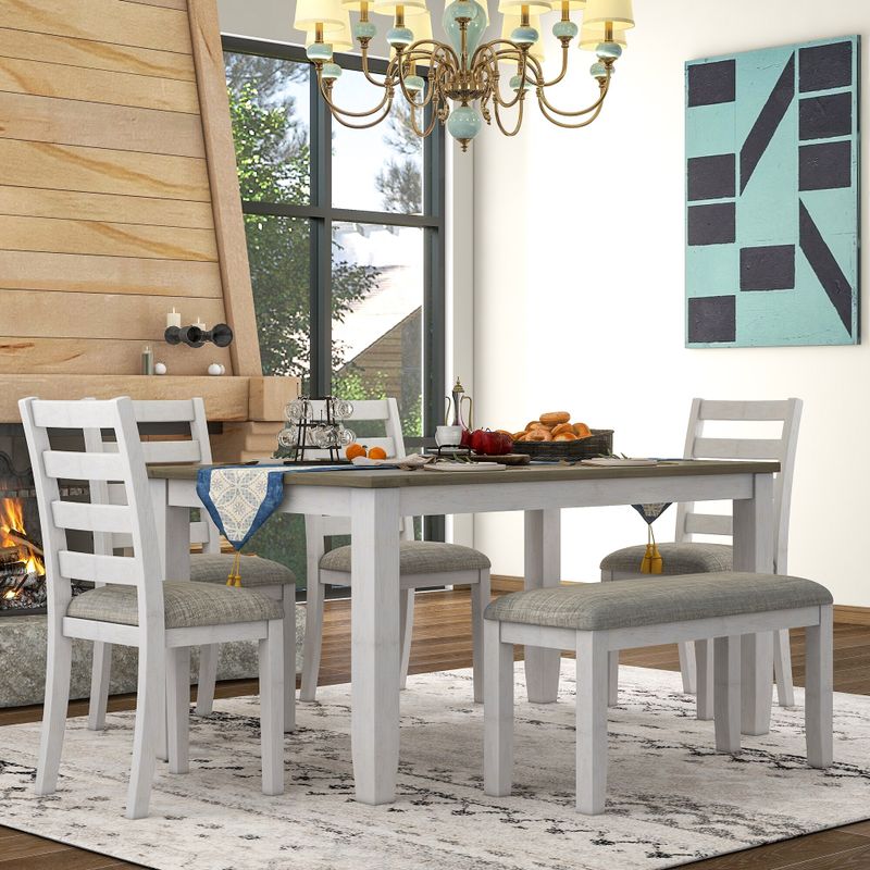 6-Piece Dining Room Table Set - White