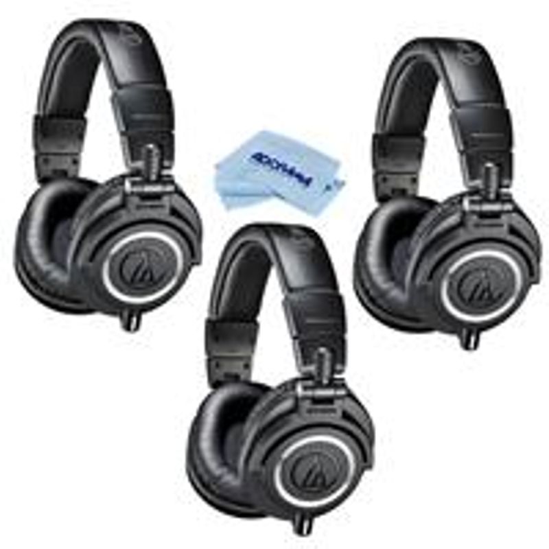 Audio-Technica ATH-M50x Professional Monitor Headphones, Black, 3 Pack