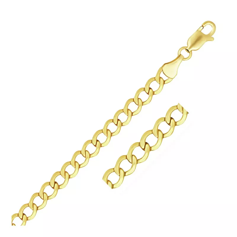 5.3mm 10k Yellow Gold Curb Chain (22 Inch)
