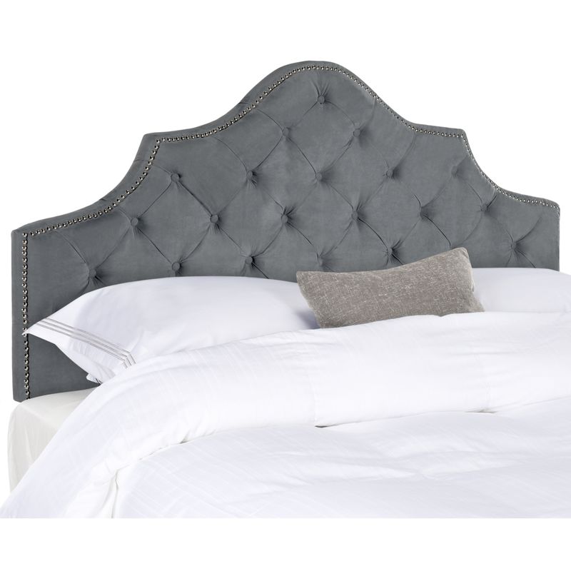 Safavieh Arebelle Grey Upholstered Tufted Headboard - Silver Nailhead (Queen) - MCR4036D