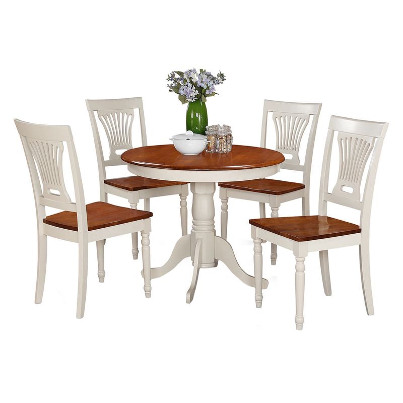 5-Piece Kitchen Table Set And 4 Chairs For Dining Room - Microfiber