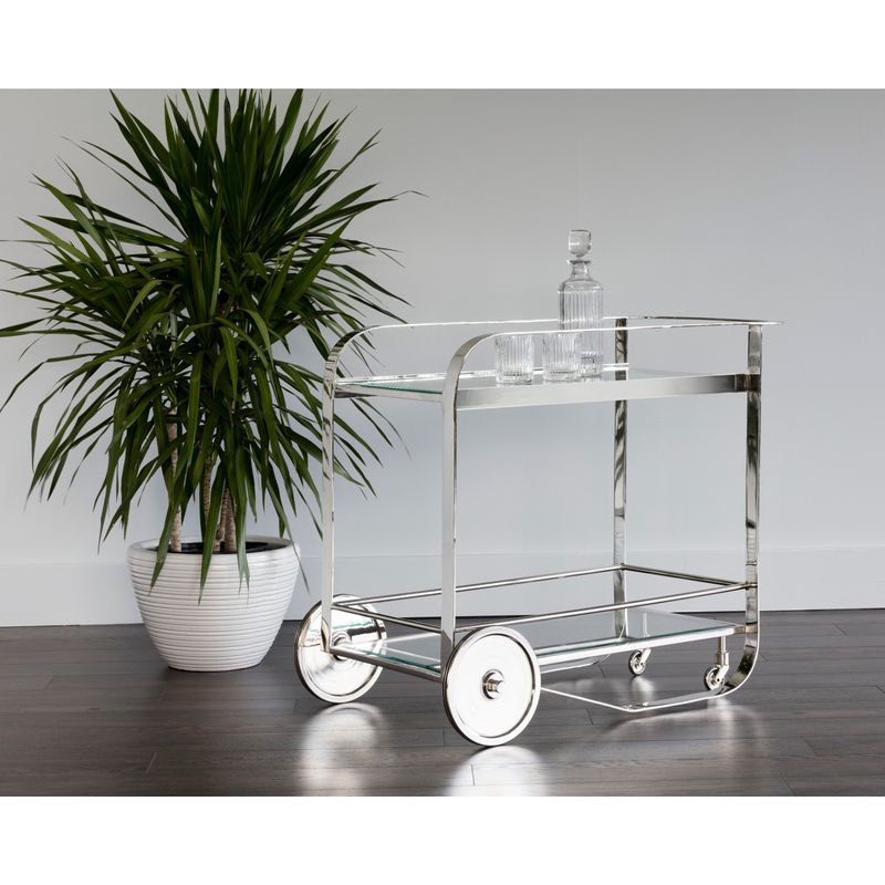 Moncasa Darcy Stainless Steel Wheels Bar Cart - Stainless Steel