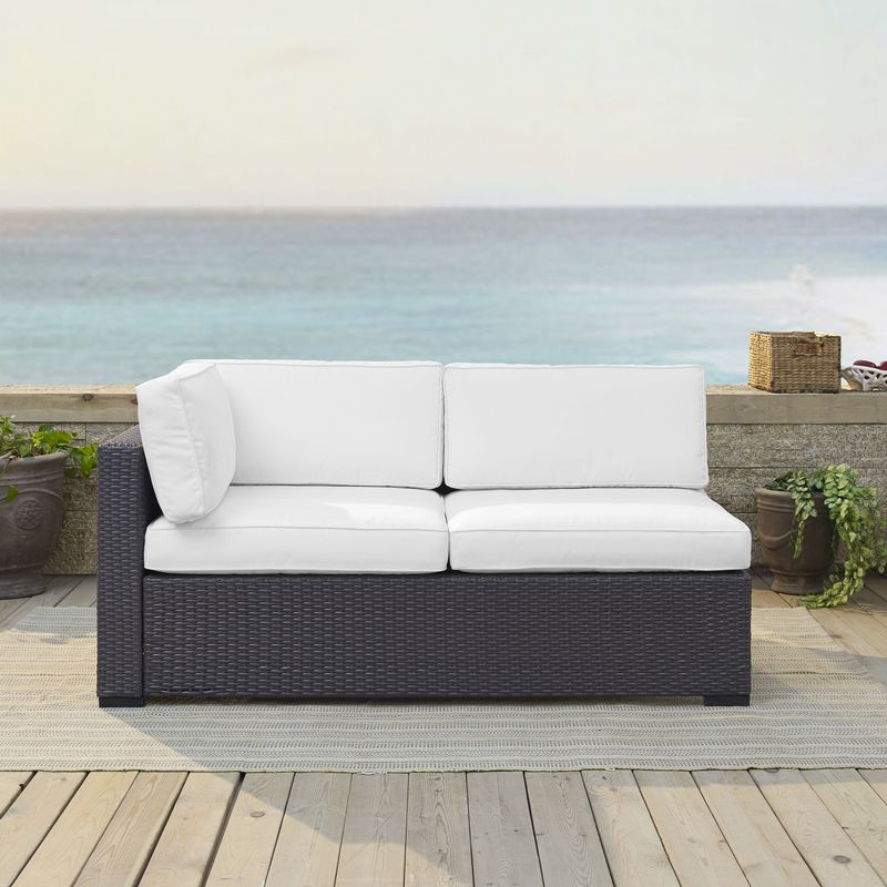 BISCAYNE LOVESEAT WITH INT. ARM WITH WHITE CUSHIONS - BISCAYNE LOVESEAT WITH INT. ARM/ WHITE CUSHIONS