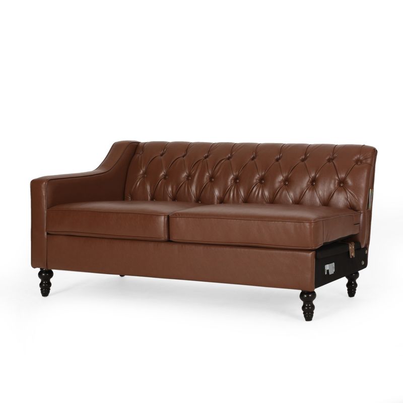 Furman Contemporary Tufted Chaise Sectional by Christopher Knight Home - Dark Brown
