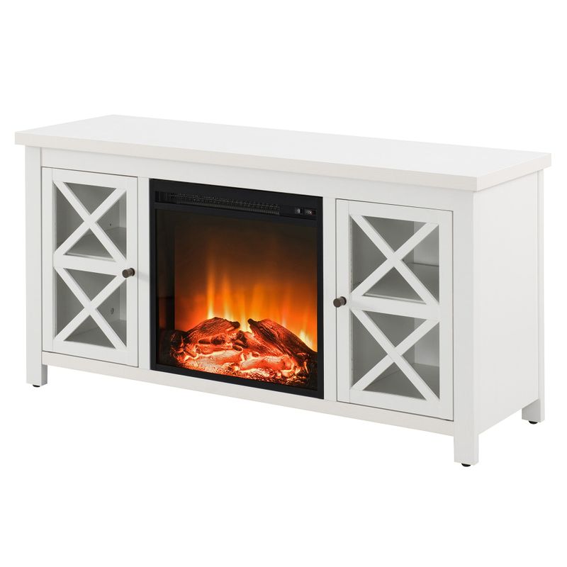 Colton TV Stand with Log Fireplace Insert - Gray Oak