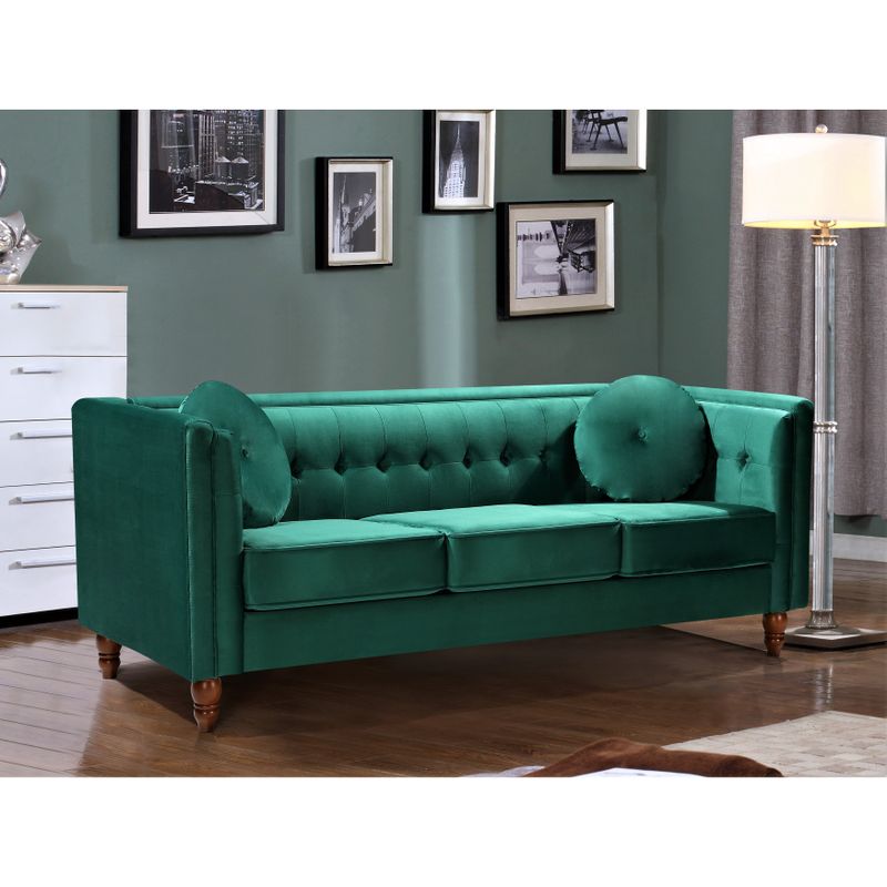 Angie Classic Kittleson Chesterfield 3-Piece Set-Loveseat Sofa & Chair - Green