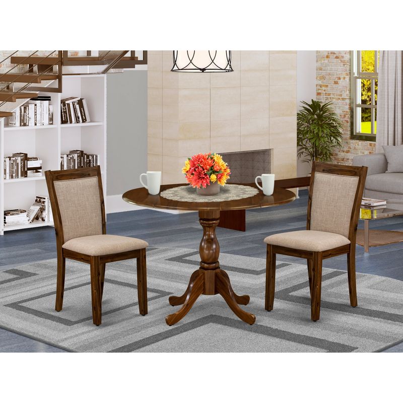 Dining Room Set Includes a Wood Table with Drop Leaves and Linen Fabric Upholstered Chairs (Pieces Option Available) - DMMZ5-AWN-04