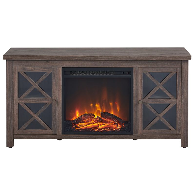 Colton TV Stand with Log Fireplace Insert - Alder Brown