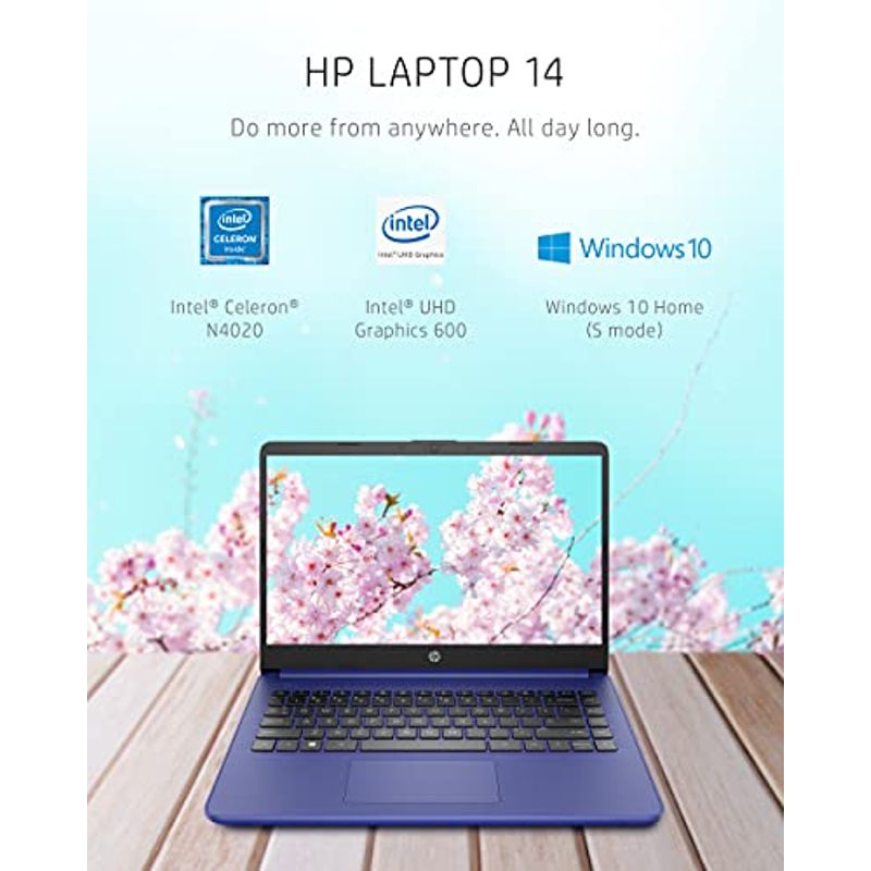 HP 14 Laptop, Intel Celeron N4020, 4 GB RAM, 64 GB Storage, 14-inch HD Touchscreen, Windows 10 Home, Thin & Portable, 4K Graphics, One...
