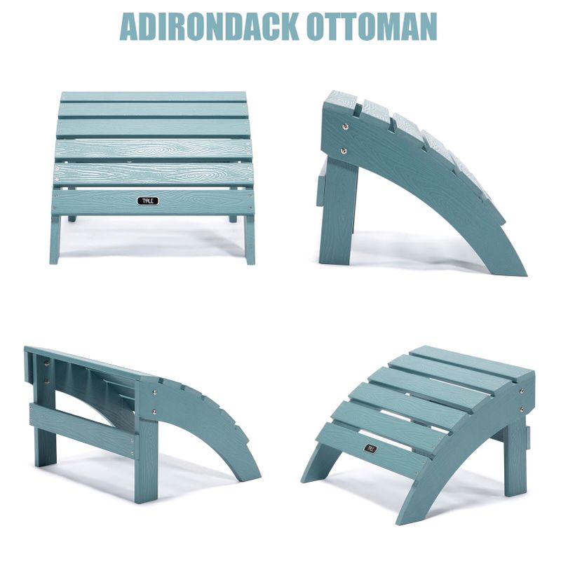 All-Weather Plastic Wood Adirondack Ottoman Footstool - 19.68*18.89*13.38 - Blue
