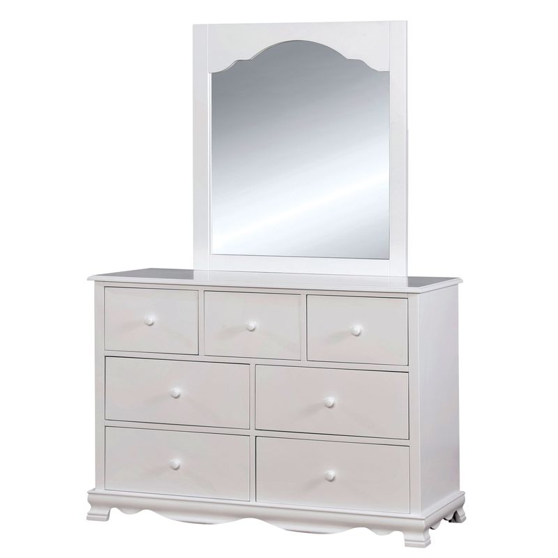 Furniture of America Jevi 2-piece Youth Dresser and Mirror Set - White