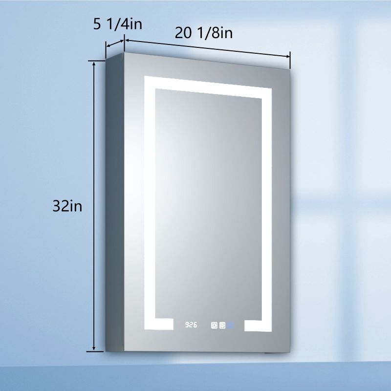 20'' x 32'' LED Lighted Bathroom Medicine Cabinet with Mirror and Shelf,Recessed or Surface Mount,Defog, Stepless Dimming - Mirrored...