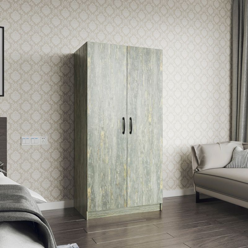 High Wardrobe, Kitchen Cabinet with 2 Doors, Grey - Grey