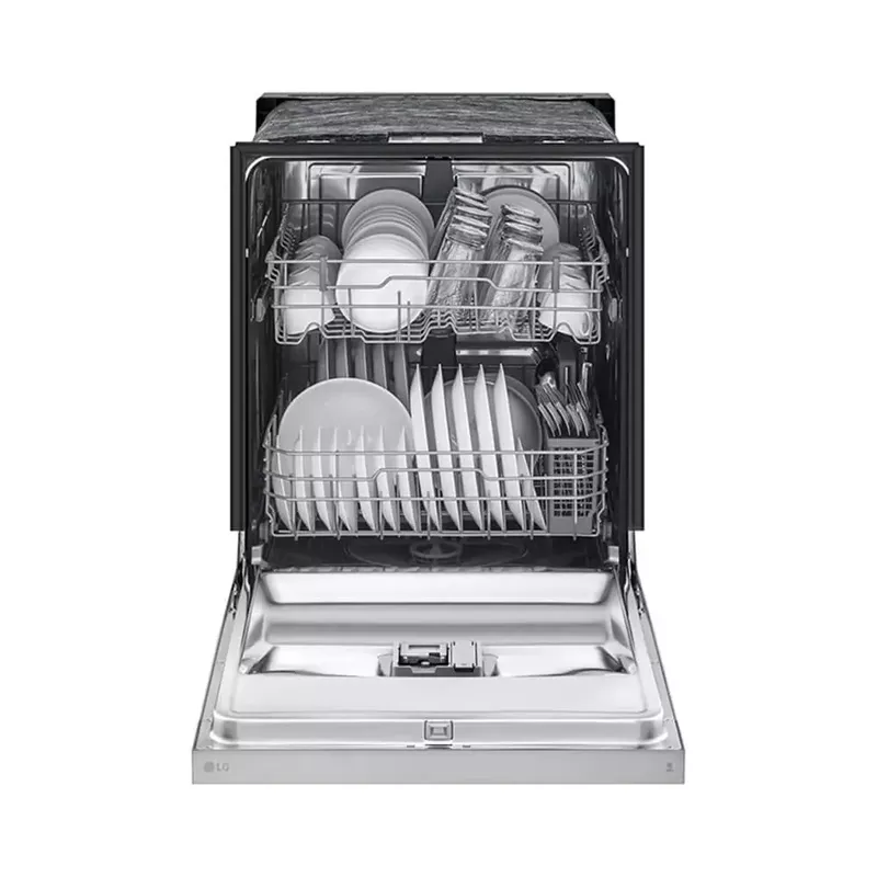LG - 24" Front Control Built-In Stainless Steel Tub Dishwasher with SenseClean and 52 dBA - Stainless Steel Look