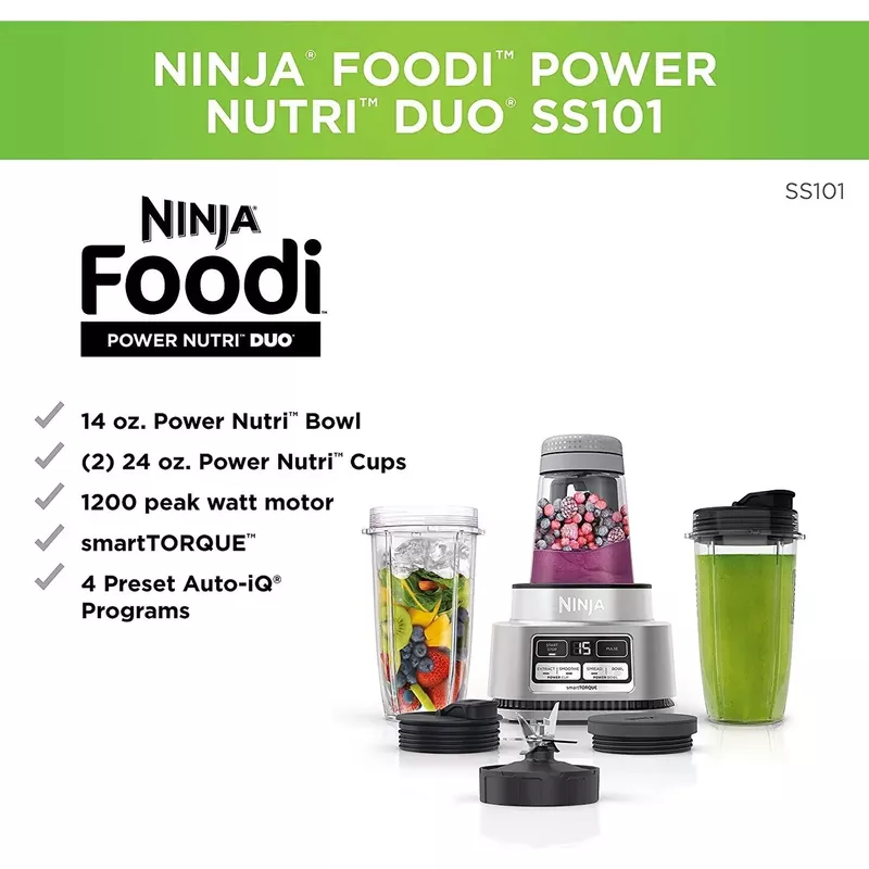 Ninja - Foodi Smoothie Bowl Maker and Nutrient Extractor* 1200WP smartTORQUE 4 Auto-iQ Presets - Silver