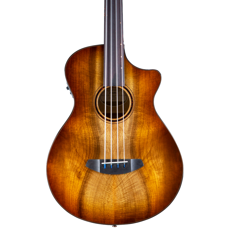 Breedlove Pursuit Exotic S Concerto CE Acoustic Electric Fretless Bass. Amber Myrtlewood