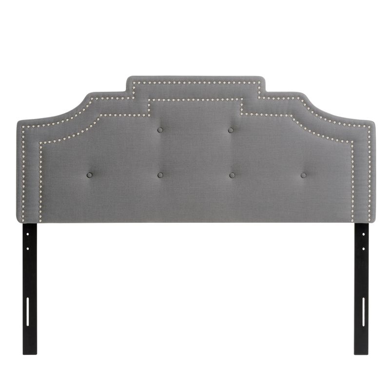CorLiving Aspen Crown Silhouette Headboard with Button Tufting - Queen - Silver
