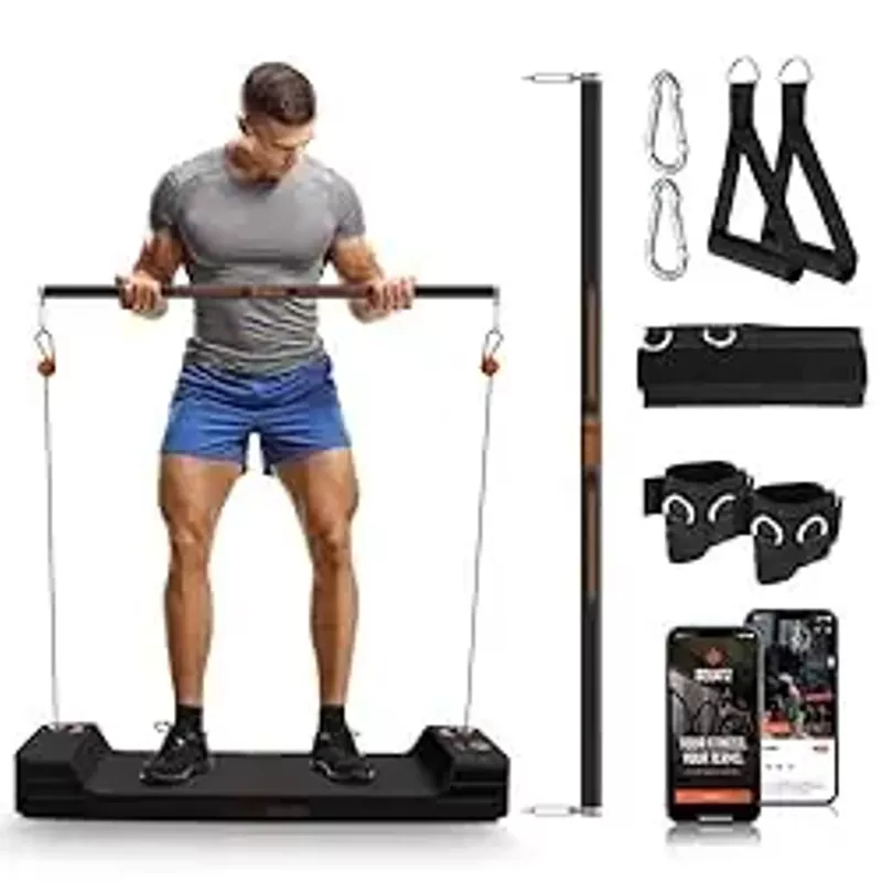 SQUATZ Apollo Board Mini: 150lb Resistance Smart Home Gym Cable Machine ,  Functional Trainer for Full Body Workouts ,  Digital Home Gym Equipment with Free App (Orange)