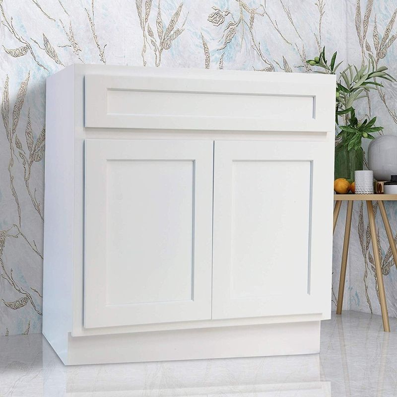Vanity Art 24-inch Solid Wood Single Sink Bathroom Vanity Cabinet - White