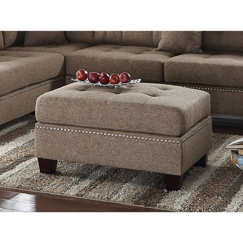 3 Piece Linen-Like Fabric Sectional Sofa Set - Blue