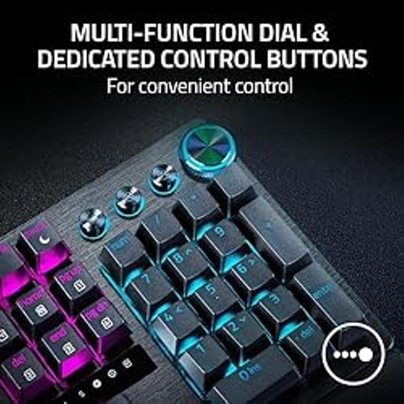 Razer Huntsman V3 Pro Esports Gaming Keyboard: Analog Optical Switches w/Rapid Trigger & Adjustable Actuation - Media Keys & Dial -...