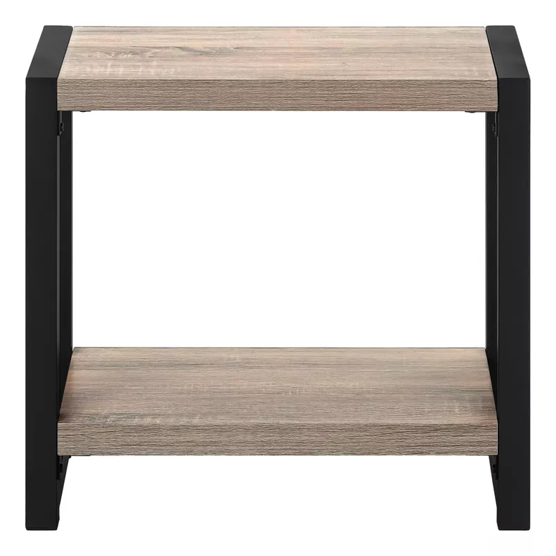 Accent Table/ Side/ End/ Narrow/ Small/ 2 Tier/ Living Room/ Bedroom/ Metal/ Laminate/ Brown/ Black/ Contemporary/ Modern