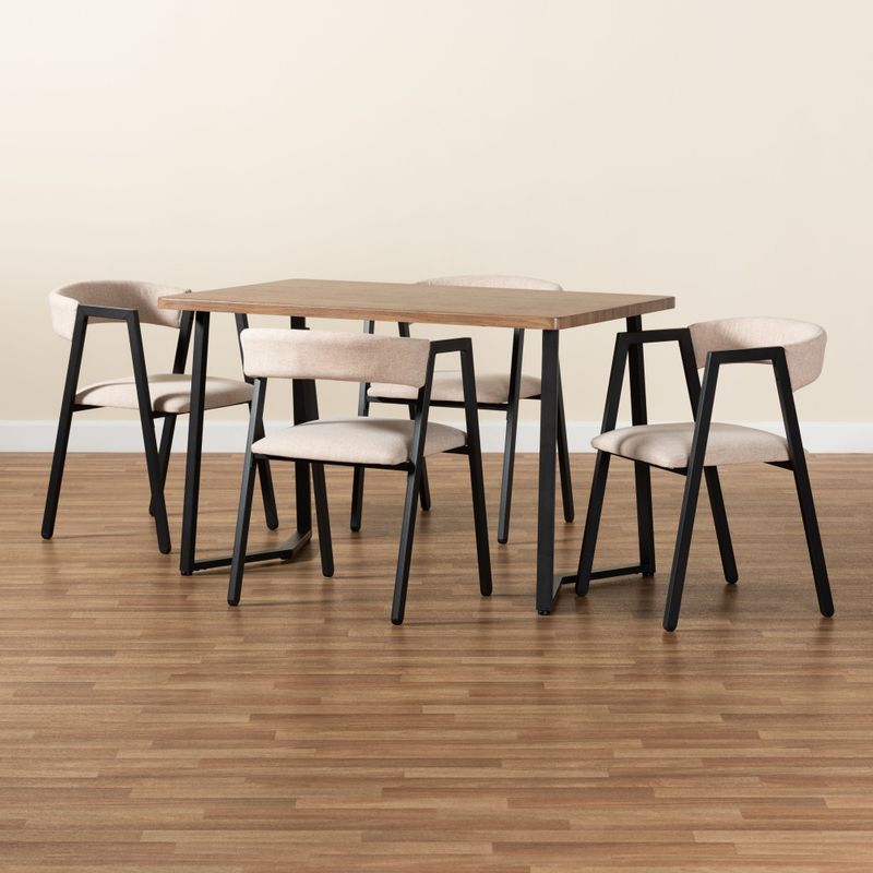 Delgado Modern and Contemporary 5-Piece Metal Dining Set - Beige, black