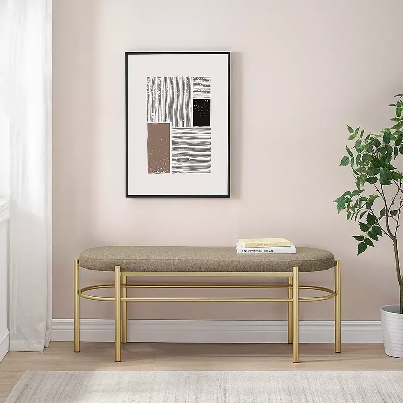 Walker Edison - Glam Bench with Cushion - Taupe