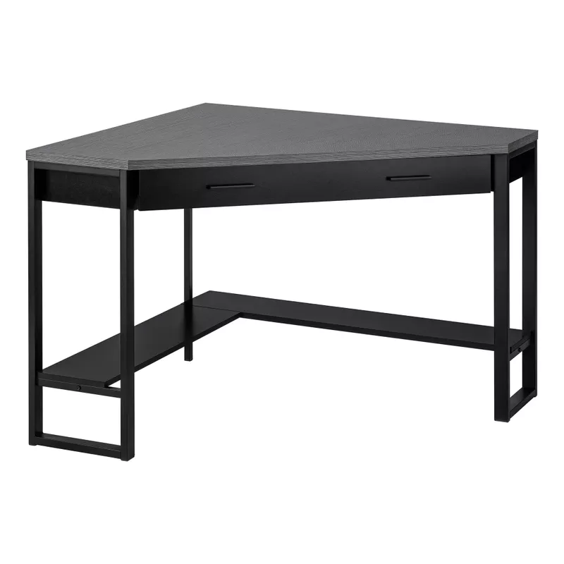 Computer Desk - 42"L / Black / Grey Top Corner / Black