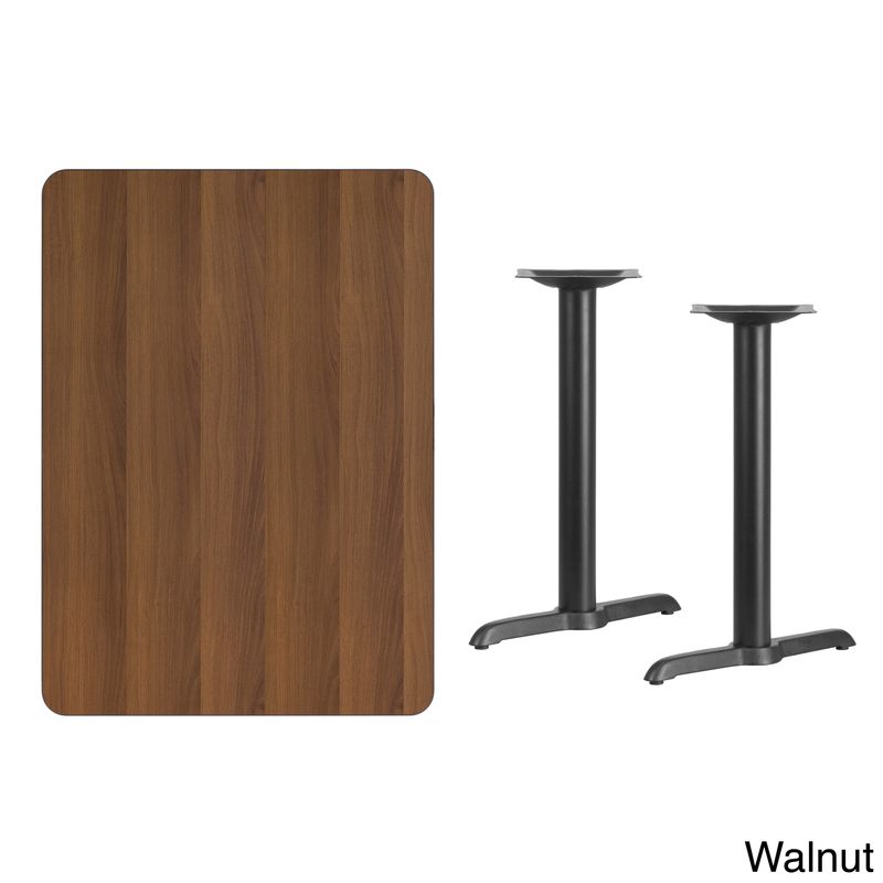30'' x 42'' Rectangular Laminate Table Top with 5'' x 22'' Table Height Bases - Mahogany