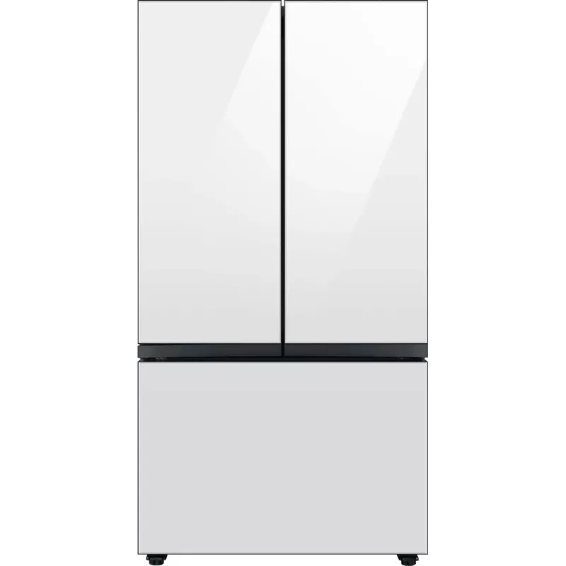 Samsung - BESPOKE 30 cu. ft. 3-Door French Door Smart Refrigerator with Beverage Center - White Glass