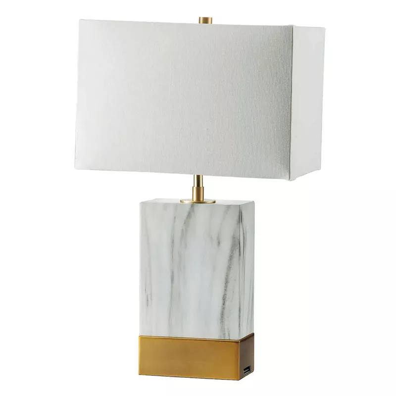 Contemporary Metal Table Lamp in White/Gold