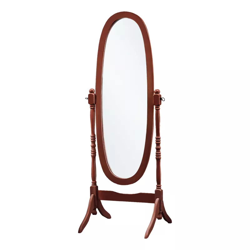 Mirror/ Full Length/ Standing/ Floor/ 60" Oval/ Dressing/ Bedroom/ Wood/ Walnut/ Traditional