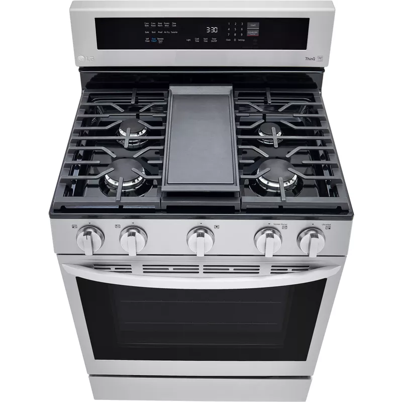 LG - 5.8 Cu. Ft. Smart Freestanding Gas True Convection Range with EasyClean and InstaView - Stainless steel